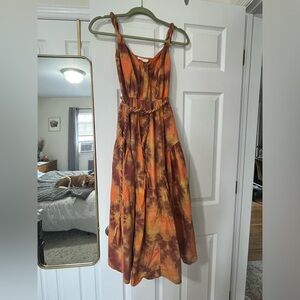 Tie dye Ulla Johnson belted midi dress